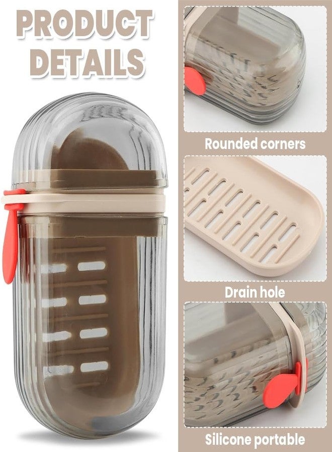 ZODZE Travel Soap Case [2-Pack] Portable Bar Soap Holder with Removable Drainage Tray- Waterproof Soap Box for Gym, Camping, Hiking, and Travel - Clear/Brown - Image 2
